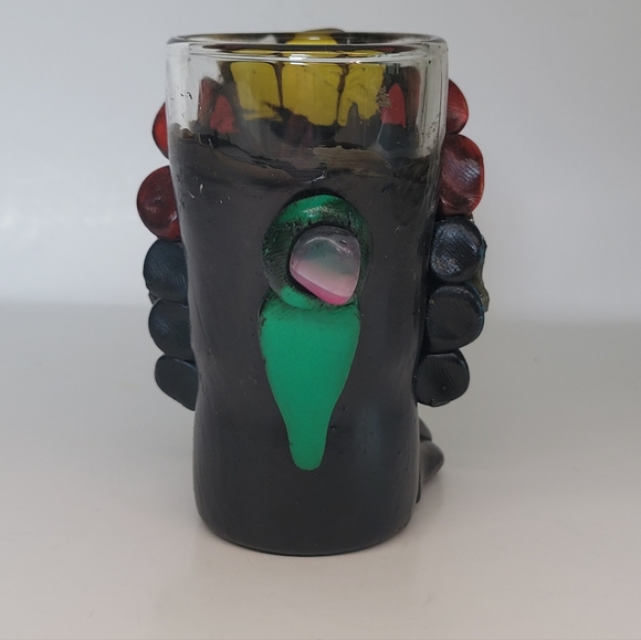 Mayan Aztec Warrior With Jaguar Headdress Handmade Clay Shot Glass - Picture 3 of 8